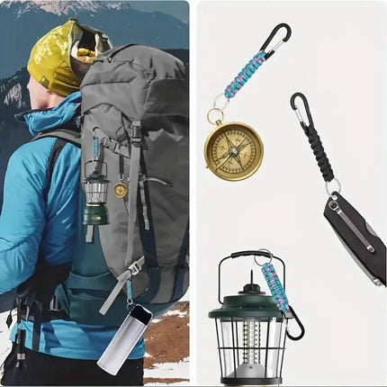 Paracord Survival Keychain with Carabiner | Emergency Kit | Extra Strong | Blue.