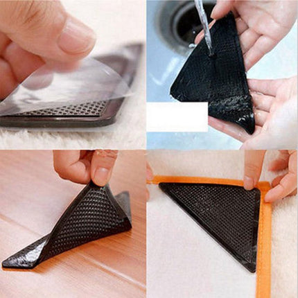 4x Anti-Slip Carpet Stickers | Rug Adhesive Tape | Self-Adhesive Carpet Tape | Rug Stickers | Black.