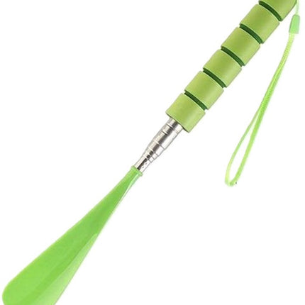 Extendable Shoehorn | Shoe Puller | Stainless Steel | Length 30 to Max 71 CM | Green.