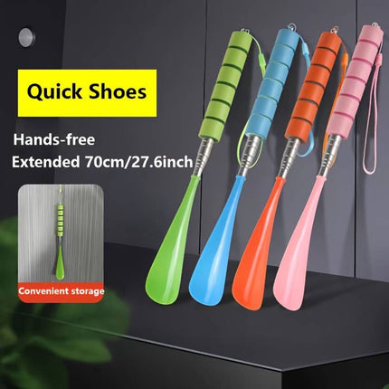 Extendable Shoehorn | Shoe Puller | Stainless Steel | Length 30 to Max 71 CM | Green.
