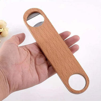 Luxury Wooden Bottle Opener | Beer Opener | Bottle Opener | Bar Accessories | With Hanging Loop | Wood/Stainless Steel | 18 x 5 CM.