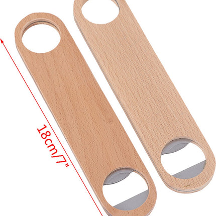 Luxury Wooden Bottle Opener | Beer Opener | Bottle Opener | Bar Accessories | With Hanging Loop | Wood/Stainless Steel | 18 x 5 CM.