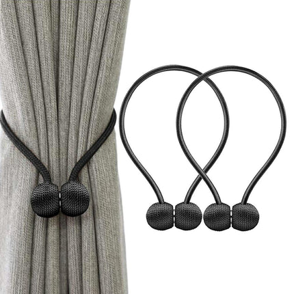 Set of 2 Magnetic Curtain Holders | Curtain Tieback | Curtain Holder | Magnetic Curtain Cord | Curtain Buckle | Universal | Black.
