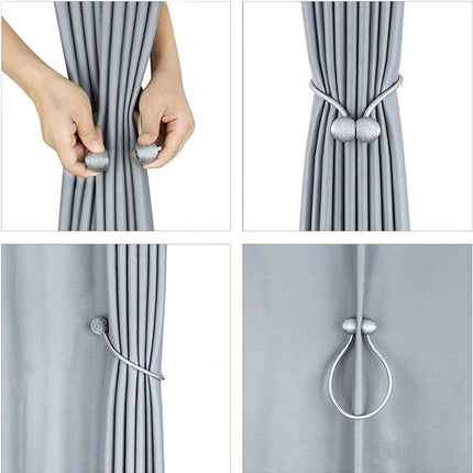 Set of 2 Magnetic Curtain Holders | Curtain Tieback | Curtain Holder | Magnetic Curtain Cord | Curtain Buckle | Universal | Black.