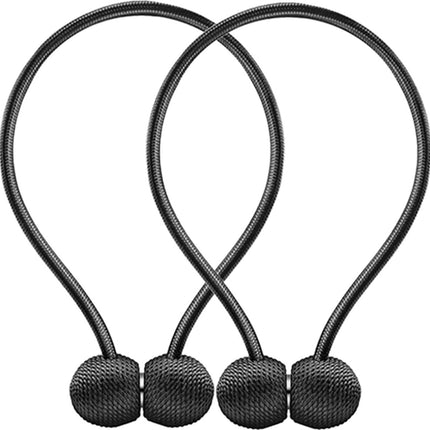 Set of 2 Magnetic Curtain Holders | Curtain Tieback | Curtain Holder | Magnetic Curtain Cord | Curtain Buckle | Universal | Black.