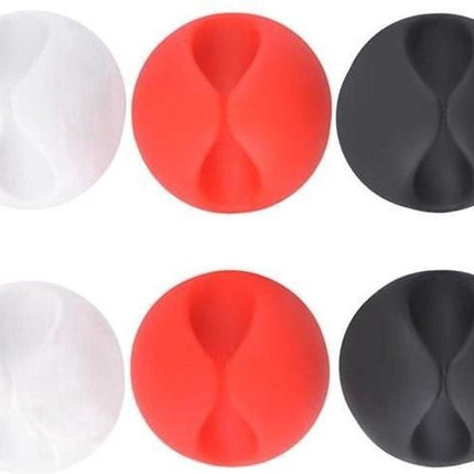 6-Piece Cable Organizer | Cable Holder | With Cable 3 Clips | Sort Cables | With Self-Adhesive Tape | Red/White/Black.