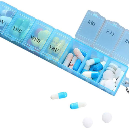 Medicine Storage Boxes 7 Days | Pill Box | Pill Box | Pill Planner | With Day Indicator | 7 Compartments | Blue.