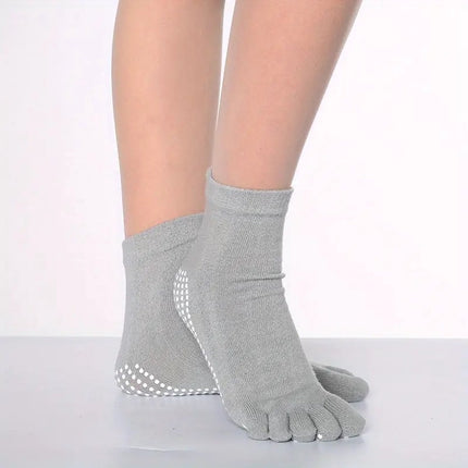 Full Toe Yoga Socks | Full Toe Yoga Sock | With Anti-Slip Bottom | Anti-Slip Socks | Pilates Socks | Size 36-40 | Grey.