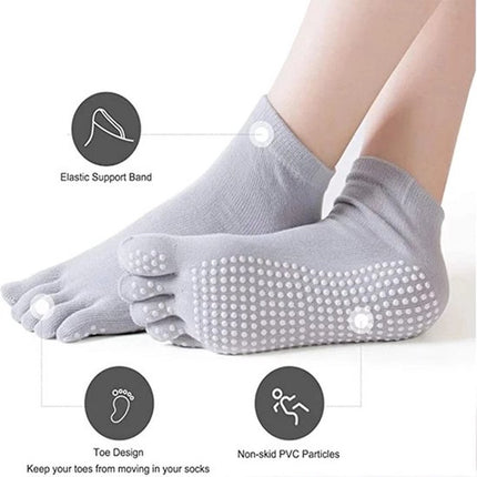 Full Toe Yoga Socks | Full Toe Yoga Sock | With Anti-Slip Bottom | Anti-Slip Socks | Pilates Socks | Size 36-40 | Grey.