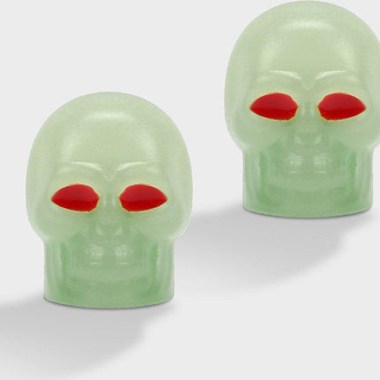 Glow In Dark Valve Caps | Car Valve Cap | Skull | Also For Motorcycle, Bicycle, Scooter | Set of 4 | Green.