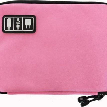 Cable and gadget organizer, Organizer for USB stick/mobile phone/cables/power bank - Light pink.