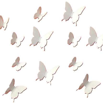 3D Wall Decoration Butterflies 12 Pieces | Wall Butterflies | Butterfly Wall Stickers | Solid Wall Stickers | White.
