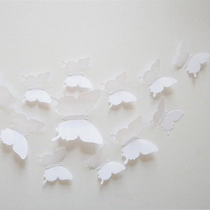 3D Wall Decoration Butterflies 12 Pieces | Wall Butterflies | Butterfly Wall Stickers | Solid Wall Stickers | White.