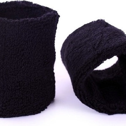 Sweatband set - Black - wrist - for adults - 2 pieces.