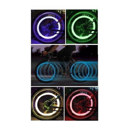 2x Bicycle light valve color deluxe green - wheel LED incl. batteries - valve lighting / valve lights.