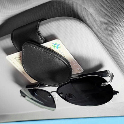 PU Leather Car Sunglasses Holder | Sun Visor Holder | Glasses Holder | Reading Glasses Holder | Storage Clip | Black.