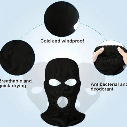 Three-Hole Balaclava | Facemask | Ski Hat | Bivouac | Winter Sports | Motorcycle/Skipper/Cycling Hat | Universal / One Size | Navy Blue.