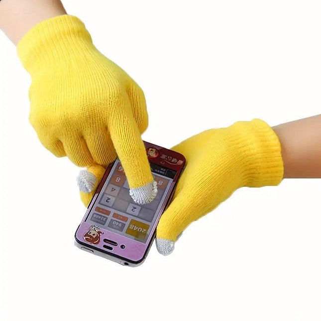 Touchscreen Gloves | Mittens | Touch Tip Gloves | Scandinavian Pattern | Unisex | For Adults | One Size | Yellow.
