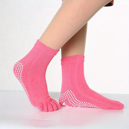 Full Toe Yoga Socks | Full Toe Yoga Sock | With Anti-Slip Bottom | Anti-Slip Socks | Pilates Socks | Size 36-40 | Pink.