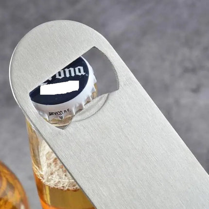 Brushed Stainless Steel Bottle Opener | Beer Opener | Compact | Barblade | With Hanging Loop | 13 x 3 cm.