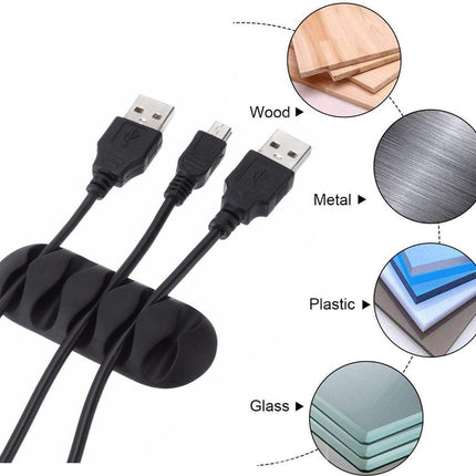 Self-Adhesive Cable Holder | Cable Organizer | Cable Clips | Self-Adhesive Cable Clips | Cable Holder | For 5 Cables | Black.