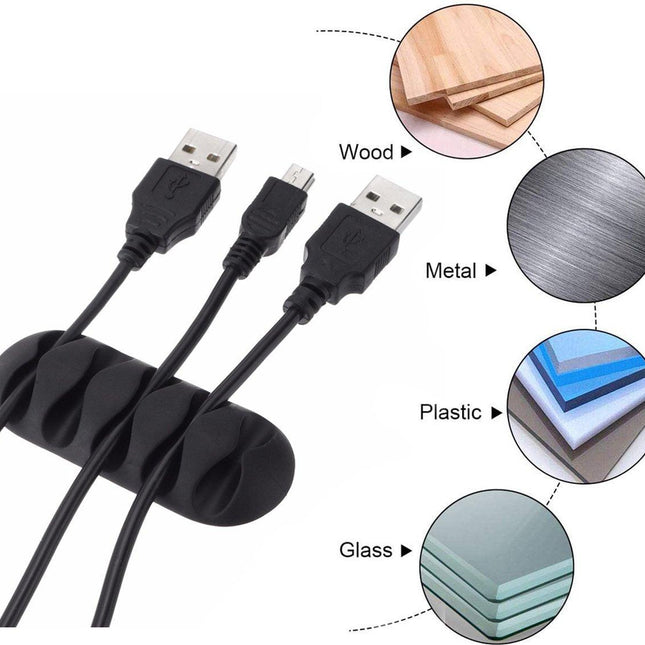 Self-Adhesive Cable Holder | Cable Organizer | Cable Clips | Self-Adhesive Cable Clips | Cable Holder | For 5 Cables | Black.