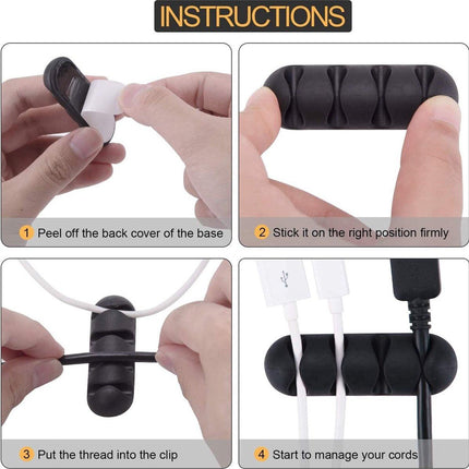 Self-Adhesive Cable Holder | Cable Organizer | Cable Clips | Self-Adhesive Cable Clips | Cable Holder | For 5 Cables | Black.