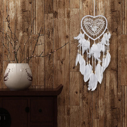 Handmade Dream Catcher | Dream Catcher XXL | Large Handmade Dream Catcher | Dream Catcher - Large Dream Catcher | Heart Dream Catcher | With Feathers | White.