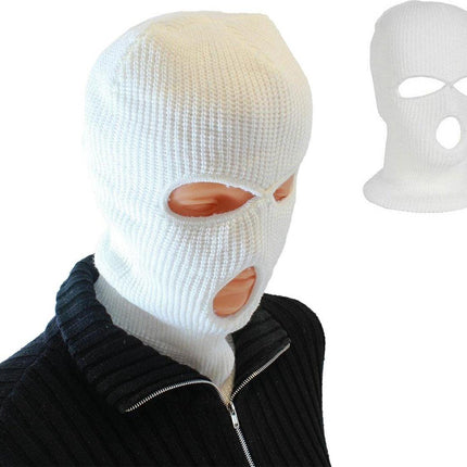 Three-Hole Balaclava | Facemask | Ski Hat | Bivouac | Winter Sports | Motorcycle/Skipper/Cycling Hat | Universal / One Size | White.