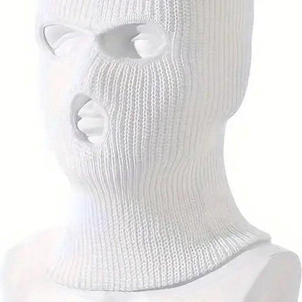 Three-Hole Balaclava | Facemask | Ski Hat | Bivouac | Winter Sports | Motorcycle/Skipper/Cycling Hat | Universal / One Size | White.