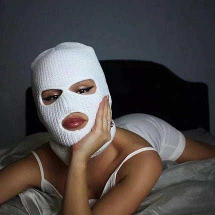 Three-Hole Balaclava | Facemask | Ski Hat | Bivouac | Winter Sports | Motorcycle/Skipper/Cycling Hat | Universal / One Size | White.