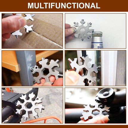 18-in-1 Snowflake Multitool - Ring Wrench - Allen Wrench - Screwdriver - Bottle Opener - Knife - Snowflake - Father's Day Gift Tip - Pearlescent / Colorful.