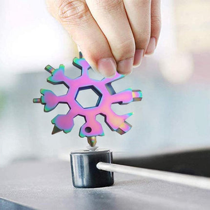 18-in-1 Snowflake Multitool - Ring Wrench - Allen Wrench - Screwdriver - Bottle Opener - Knife - Snowflake - Father's Day Gift Tip - Pearlescent / Colorful.