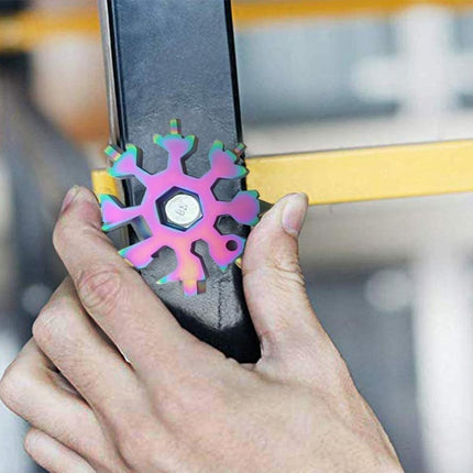 18-in-1 Snowflake Multitool - Ring Wrench - Allen Wrench - Screwdriver - Bottle Opener - Knife - Snowflake - Father's Day Gift Tip - Pearlescent / Colorful.