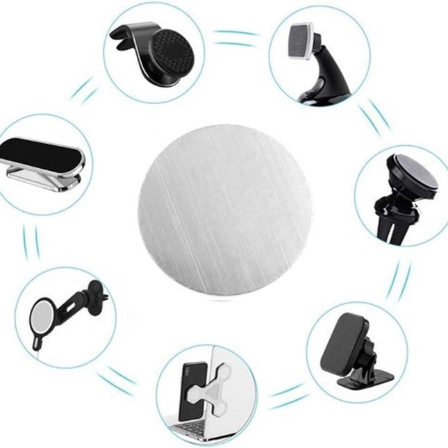 2oz Metal Round Plate For Phone | Self-Adhesive Magnetic | Phone Holder | Phone Sticker | Metal Phone Plate | Round | Silver.