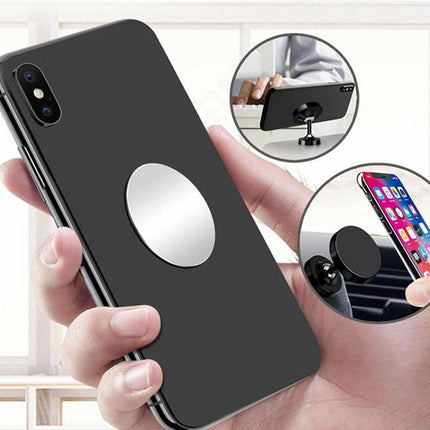 2oz Metal Round Plate For Phone | Self-Adhesive Magnetic | Phone Holder | Phone Sticker | Metal Phone Plate | Round | Silver.