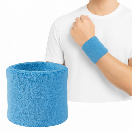Wristband Set | Sweatband | Sweatbands | Wrist | Sports Bands | 1 Piece | 8 x 10 CM | Light Blue.