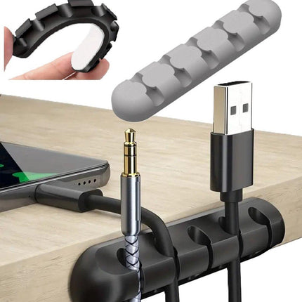 Self-Adhesive Cable Holder | Cable Organizer | Cable Clips | Self-Adhesive Cable Clips | Cable Clamp | Cable Holder | For 5 Cables | Gray.