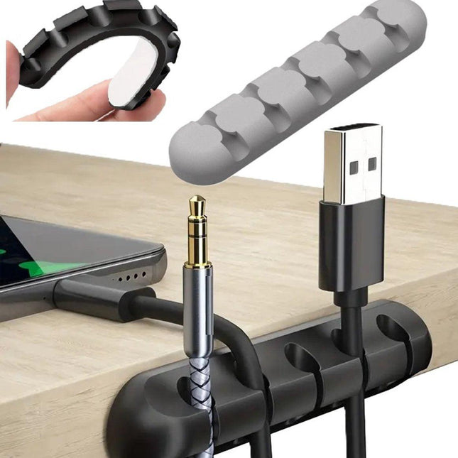 Self-Adhesive Cable Holder | Cable Organizer | Cable Clips | Self-Adhesive Cable Clips | Cable Clamp | Cable Holder | For 5 Cables | Gray.