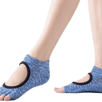 Yoga Socks Full Open Toe | Full Toe Yoga Sock | With Anti-Slip Bottom | Anti-Slip Socks | Pilates Socks | Size 36-40 | Blue Pattern.