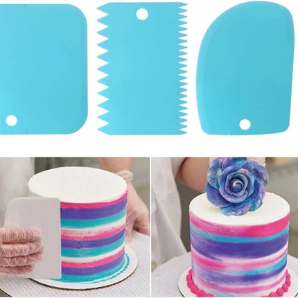 Dough Scraper | Cake Scraper | Dough Cutter | Dough Scraper | 3-Piece | Blue.