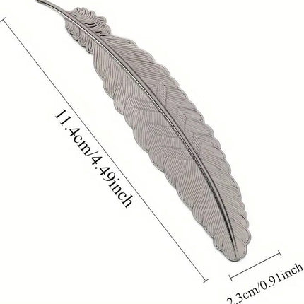 Feather Shaped Bookmark | Bookmark | Bookmark | Metal | 11.4 cm | Silver.