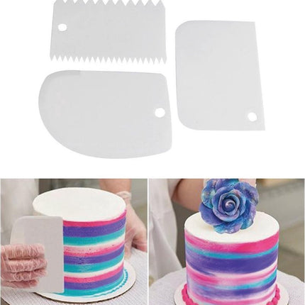 Dough Scraper | Cake Scraper | Dough Cutter | Dough Scraper | 3-Piece | White.
