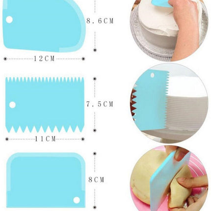 Dough Scraper | Cake Scraper | Dough Cutter | Dough Scraper | 3-Piece | White.