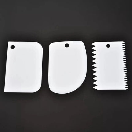Dough Scraper | Cake Scraper | Dough Cutter | Dough Scraper | 3-Piece | White.