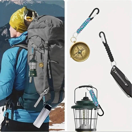 Paracord Survival Keychain with Carabiner | Emergency Kit | Extra Strong | Black.