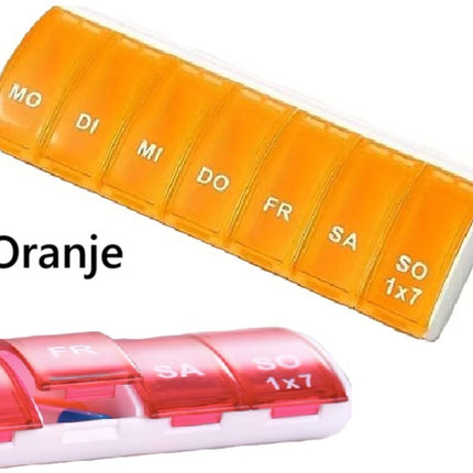 Pill Box | Pill Box | Medicine Box | Pill Box | 7 Days | 1 Week | Monday to Sunday | Orange.