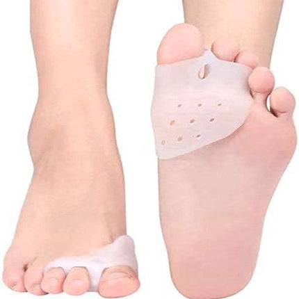 Silicone Toe Separator for 3 Toes | Bunion Protector | Forefoot Cushion | Hallux Valgus Pain Relief | For Shoes | Set of 2 | White.