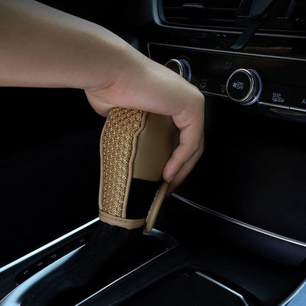 PU Leather Gear Shift Cover | Gear Shift Cover | Non-Slip | Anti-Sweat | Luxury Car Gear Shift Cover | Universal | Brown.