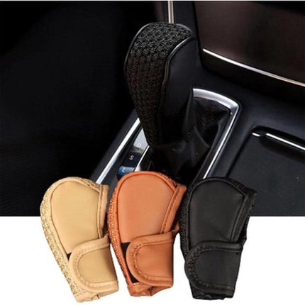 PU Leather Gear Shift Cover | Gear Shift Cover | Non-Slip | Anti-Sweat | Luxury Car Gear Shift Cover | Universal | Brown.